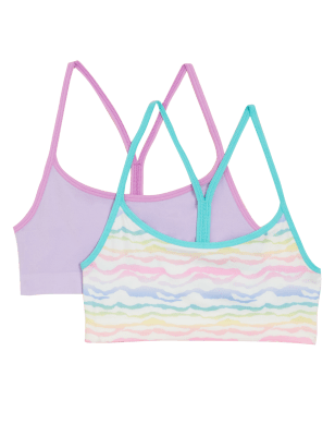 

M&S Collection 2P NL Kurze Trägertops mit Bänderdetailrücken und Zebramuster (6-16 J.) - Lilac Mix, Lilac Mix