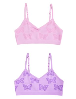 

Girls M&S Collection 2pk Seamfree Butterfly Crop Tops (9-16 Yrs) - Pink Mix, Pink Mix
