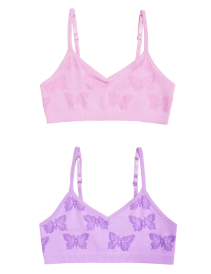 

M&S Collection 2er-Pack nahtlose Bustiers mit Schmetterlingsmuster (9-16 J.) - Pink Mix, Pink Mix