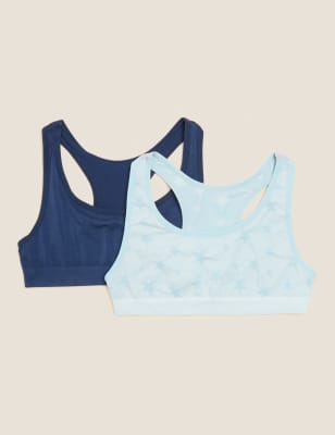 

Girls M&S Collection 2pk Seamfree Tropical Print Crop Tops (6-16 Yrs) - Chambray Mix, Chambray Mix