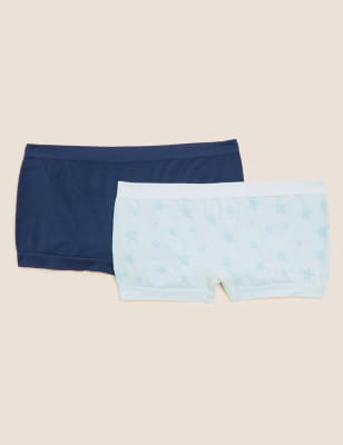 

M&S Collection 2er-Pack nahtlose Slips mit Sternmuster (6-16 J.) - Chambray Mix, Chambray Mix