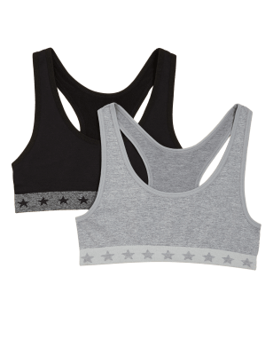 

Girls M&S Collection 2P SF Star Trim Crop Top (6-16 Yrs) - Grey Mix, Grey Mix