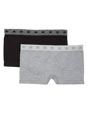 

Girls M&S Collection 2pk Seamfree Star Trim Shorts (6-16 Yrs) - Grey Mix, Grey Mix