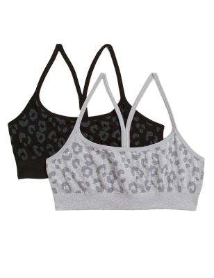 

Girls M&S Collection 2pk Seamfree Leopard Racerback Crop Tops (9-16 Yrs) - Grey Mix, Grey Mix