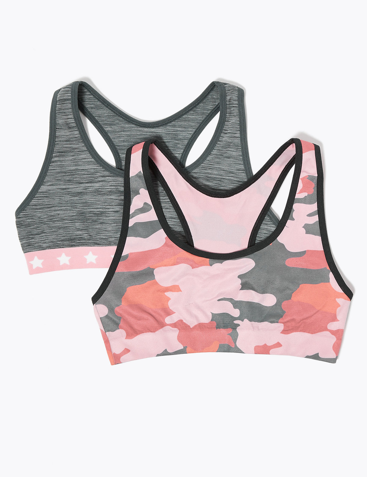 2 Pack Seamfree Camouflage Crop Tops (6-16 Yrs)