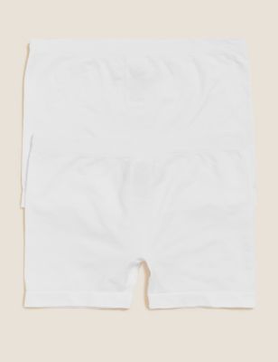 M&S Girls 2pk Shorts (6-16 Yrs) - 9-11Y - White, White