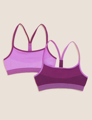 

M&S Collection Pack de 2 tops cortos sin costuras con tirantes (6-16 años) - Bright Mauve, Bright Mauve