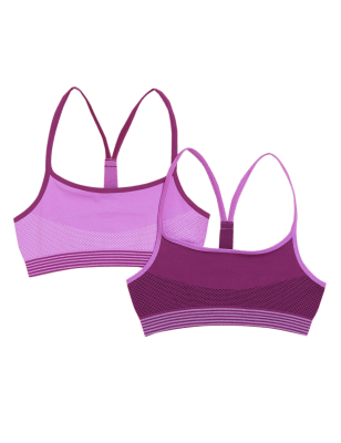 

Girls M&S Collection 2pk Seamfree Strappy Crop Tops (6-16 Yrs) - Bright Mauve, Bright Mauve