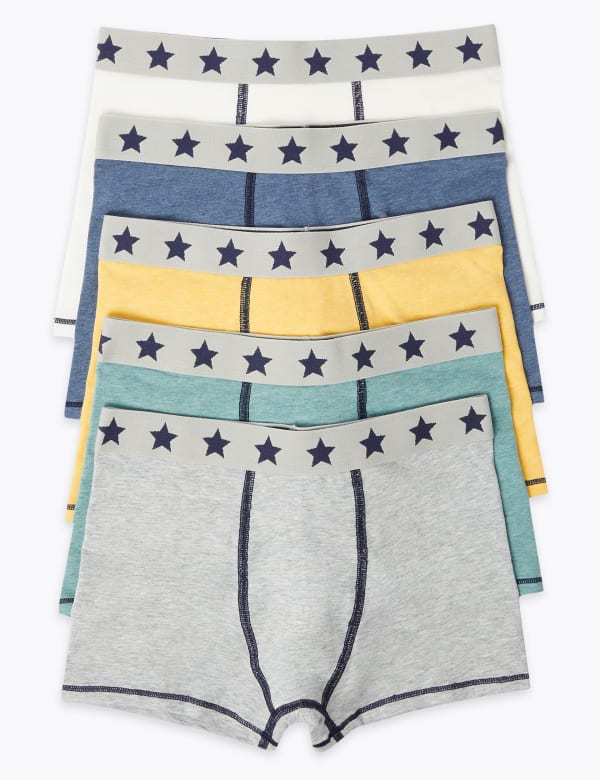5 Pack Cotton with Stretch Marl Trunks (2-16 Yrs)