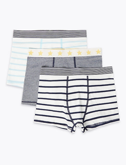 5 Pack Cotton with Stretch Striped Trunks (2-16 Yrs)