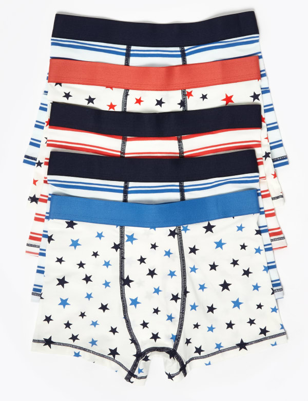 5 Pack Star Print Trunks (2-16 Yrs)