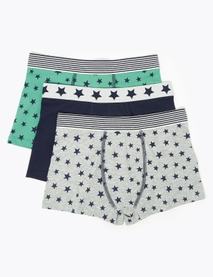 M&S Boys 5 Pack Cotton Rich Star Print Trunks (2-16 Yrs)