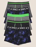 5pk Cotton with Stretch Space Trunks (2-16 Yrs)