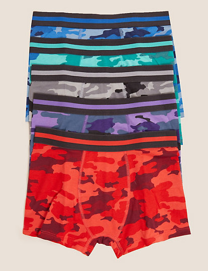 5pk Cotton with Stretch Camouflage Trunks (2-16 Yrs)