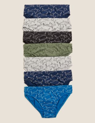 Lot de 7 slips 100 % coton à motif requin (du 2 au 16 ans) - Multi