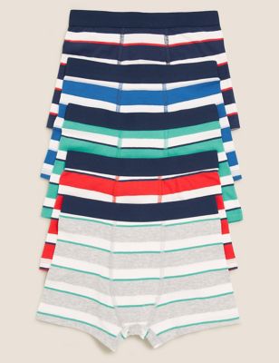 5pk Cotton Rich with Stretch Striped Trunks (2-16 Yrs) - BN