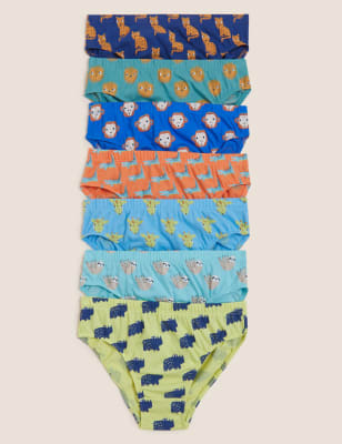 

M&S Collection Pack de 7 calzoncillos 100% algodón con diseño animal (18 meses-10 años) - Multi, Multi