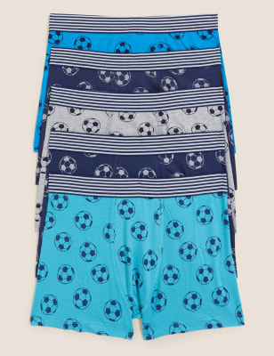 

Boys M&S Collection 5pk Cotton Rich Football Trunks (5-16 Yrs) - Blue Mix, Blue Mix