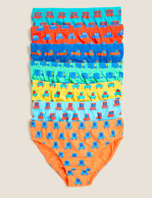 

M&S Collection 7er-Pack Slips aus reiner Baumwolle mit Fahrzeugmotiv (18 Monte - 7 Jahre) - Multi/Brights, Multi/Brights
