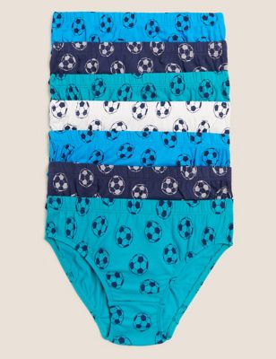 Lot de 7 slips en coton à motif football (du 2 au 16 ans) - Blue Mix