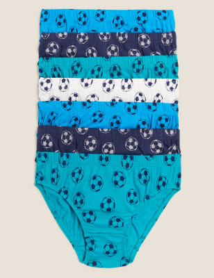 Lot de 7 slips en coton à motif football (du 2 au 16 ans) - Blue Mix