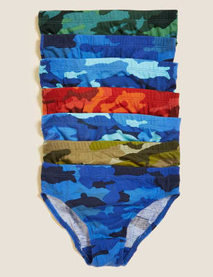 

Boys M&S Collection 7pk Pure Cotton Camo Briefs (2-16 Yrs) - Blue Mix, Blue Mix