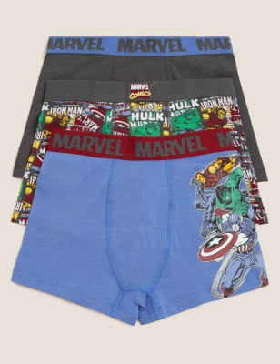 

M&S Collection Pack de 3 bóxers slip elásticos de algodón de Avengers™ (2-16 años) - Carbon, Carbon