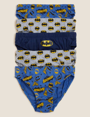 

M&S Collection 5er-Pack Slips aus reiner Baumwolle mit Batman™-Motiv (3-12 J.) - Bright Blue Mix, Bright Blue Mix
