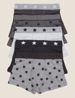 

Boys M&S Collection 5pk Cotton Rich Star Trunks (2-16 Yrs) - Black Mix, Black Mix