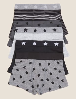 

Boys M&S Collection 5pk Cotton Rich Star Trunks (2-16 Yrs) - Black Mix, Black Mix