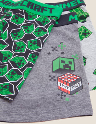 

M&S Collection 3er-Pack Shorts mit hohem Baumwollanteil, Stretch und Minecraft™-Motiv (4-16 J.) - Multi, Multi