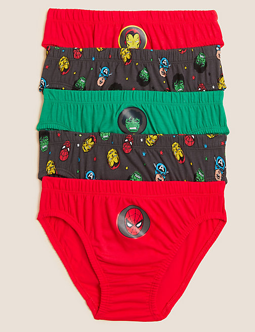 Marks And Spencer Boys M&S Collection 5pk Pure Cotton Avengers Briefs (2-12 Yrs) - Multi