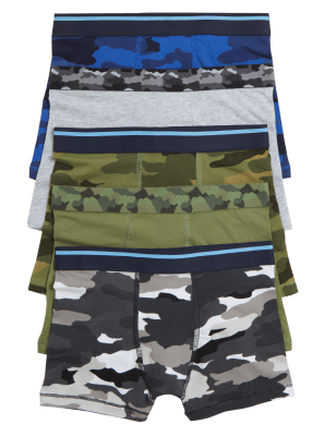

M&S Collection Pack de 5 bóxers slip de algodón de camuflaje (2-16 años) - Medium Khaki, Medium Khaki