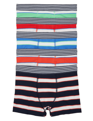 

Boys M&S Collection 5pk Cotton Rich Stripe Trunks (2-16 Yrs) - Multi, Multi