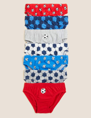 

Boys M&S Collection 7pk Pure Cotton Football Briefs (2-14 Yrs) - Multi, Multi