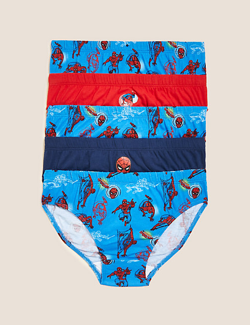 Marks And Spencer Boys M&S Collection 5pk Pure Cotton Spider-Man Briefs (2-8 Yrs) - Multi, Multi