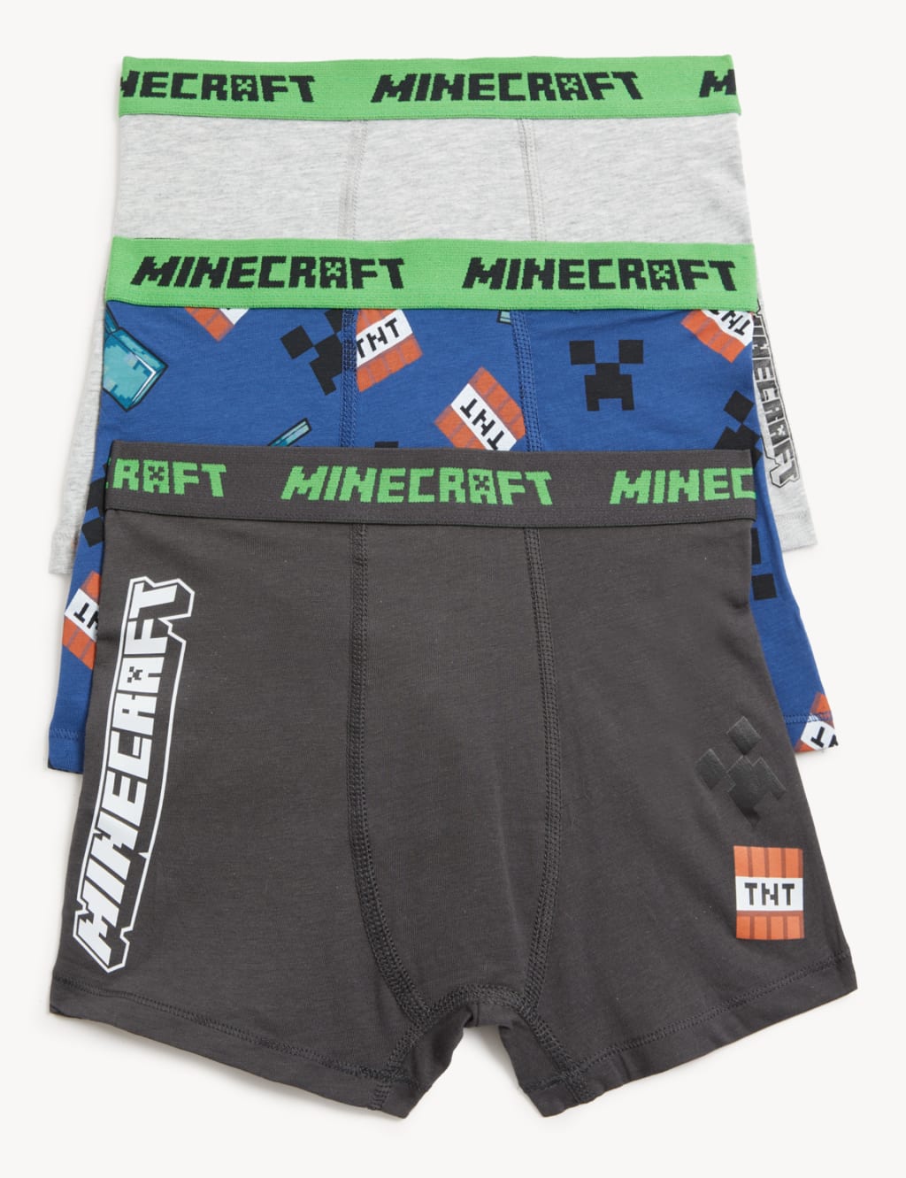3pk Cotton Rich Minecraft™ Trunks (5-16 Yrs) image 1