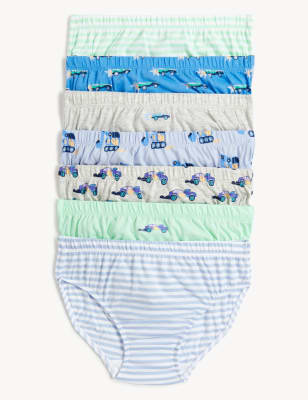 

Boys M&S Collection 7pk Pure Cotton Transport Briefs (18 Mths-10 Yrs) - Blue Mix, Blue Mix