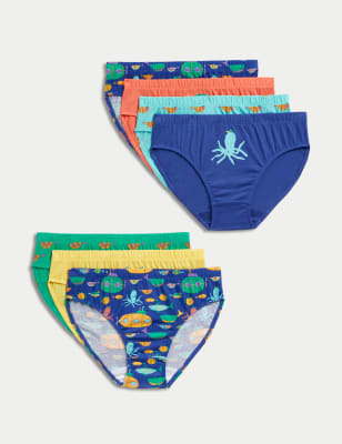 7pk Pure Cotton Sea Life Briefs (18 Mths-7 Yrs)