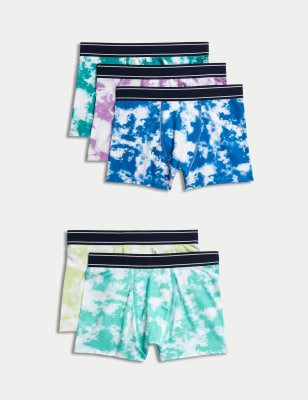 

Boys M&S Collection 5pk Cotton Rich Tie Dye Trunks (5-16 Yrs) - White Mix, White Mix