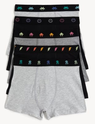 

M&S Collection Pack de 5 bóxers slip de algodón con diseño en la cintura (5-16 años) - Grey Mix, Grey Mix