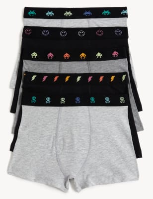 

Boys M&S Collection 5pk Cotton Rich Design Waistband Trunks (5-16 Yrs) - Grey Mix, Grey Mix