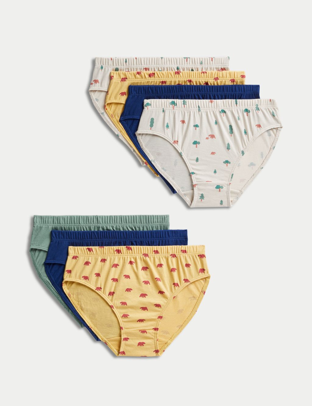 7pk Pure Cotton Forest Print Briefs (2-10 Yrs) image 1