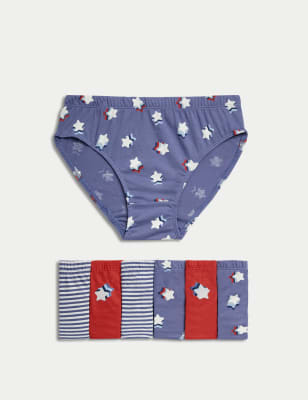 7pk Pure Cotton Striped Star Briefs (2-8 Yrs)