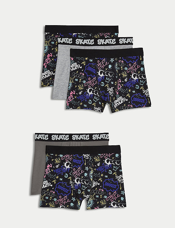 5pk Cotton with Stretch Graffiti Trunks (5-16 yrs) - RS