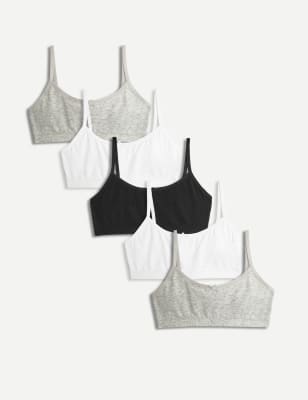 3pk Cotton with Stretch Crop Tops (6-16 Yrs)