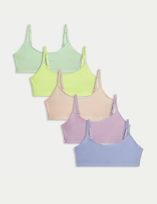 M&S Girls 5pk Cotton Rich Crop Tops (6-16 Yrs) - 6-7 Y - Multi/Brights, Multi/Brights