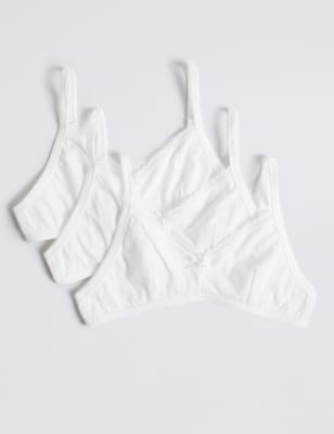 3 Pack Pure Cotton Lace Trim Bras