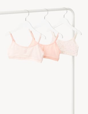 3pk Cotton with Stretch Crop Tops (6-16 Yrs)