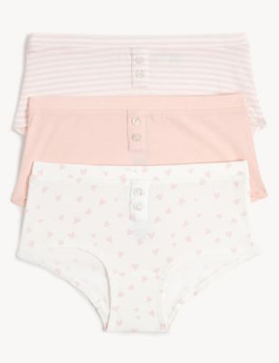 3pk Cotton with Stretch Patterned Shorts (6-16 Yrs) - DK